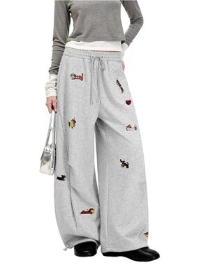 Cute Wiener Dog Oversized Unisex Sweatpants - Grey